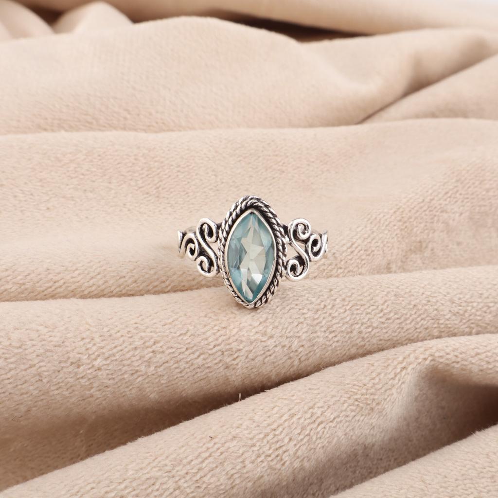 Sky Blue Topaz Gemstone 925 Sterling Silver Jewelry Handmade Ring Gift For Her PR-1-3