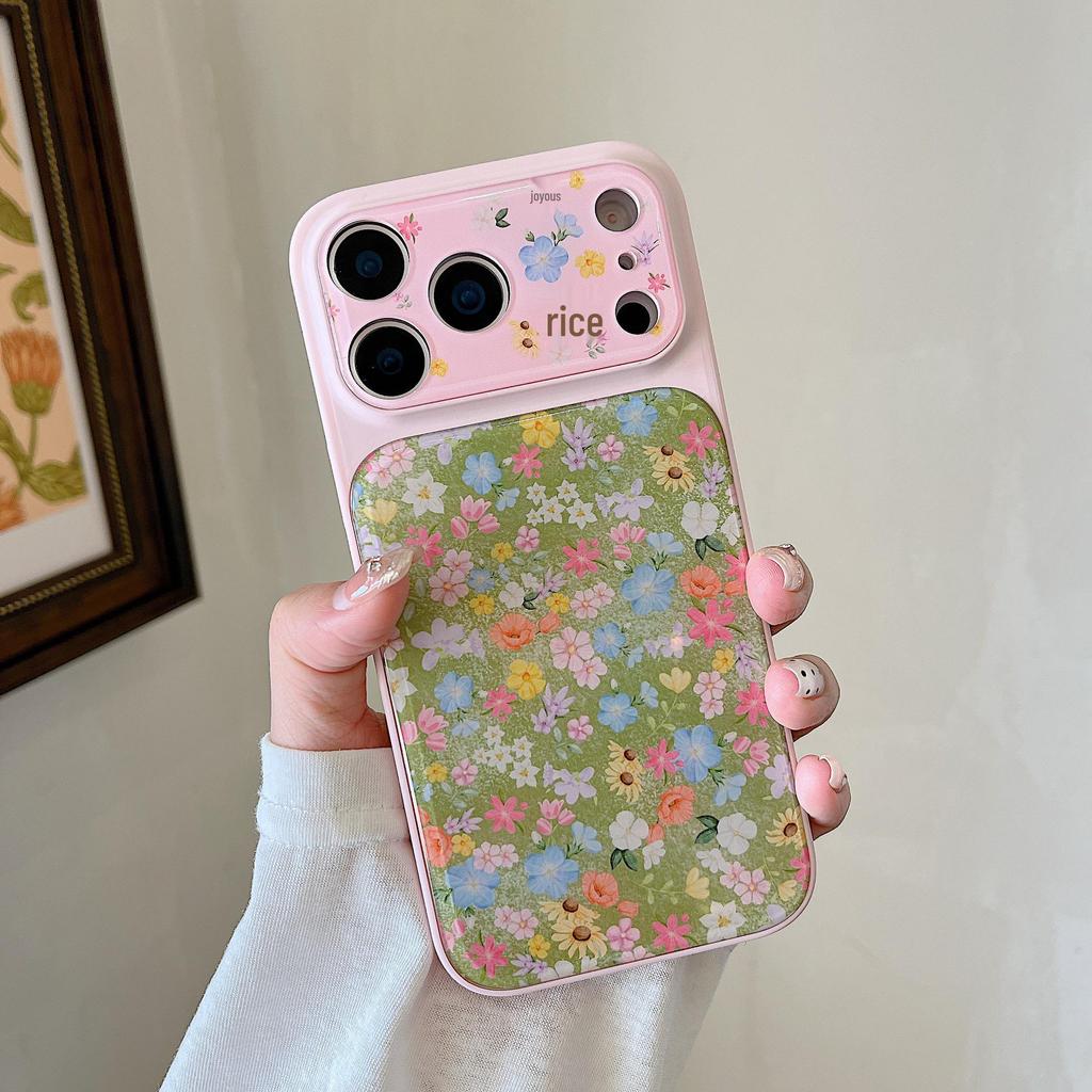 Pink Floral Pattern Drop-Proof Phone Case for iPhone 13/14/15/16/17 Pro Max, Female Edition.