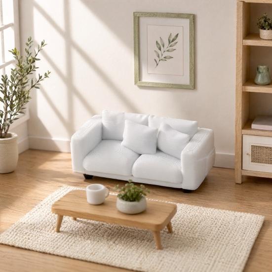 Miniature Couch Tiny Miniature Realistic Couch for 2-Seater Couch Furniture Mini Loveseat