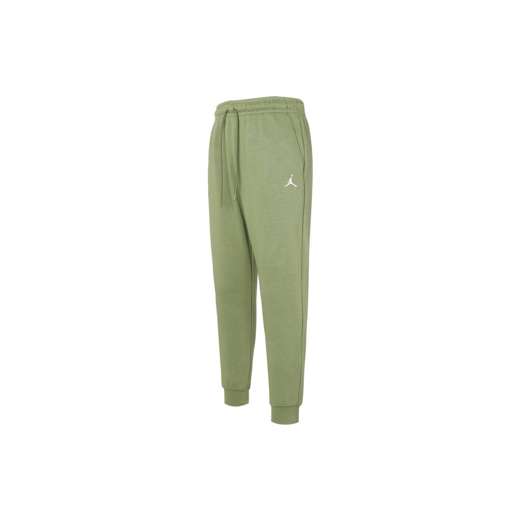 Jordan Essentials Solid Color Lace Up Casual Elastic Cuff Fleece Lined Knitted Sweatpants Men's Light Olive Yellow FJ7780-340