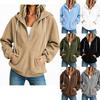 New European and American Women's Clothing Semi-zipper Hooded Sweater Loose Long-sleeved Drawstring Casual Top Spot Women