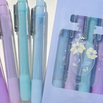 4 Color Fluorescent Highlighter Glittering Marker Pen Quick Dry Ergonomic Grip For Journal Notebook Calendar Planner