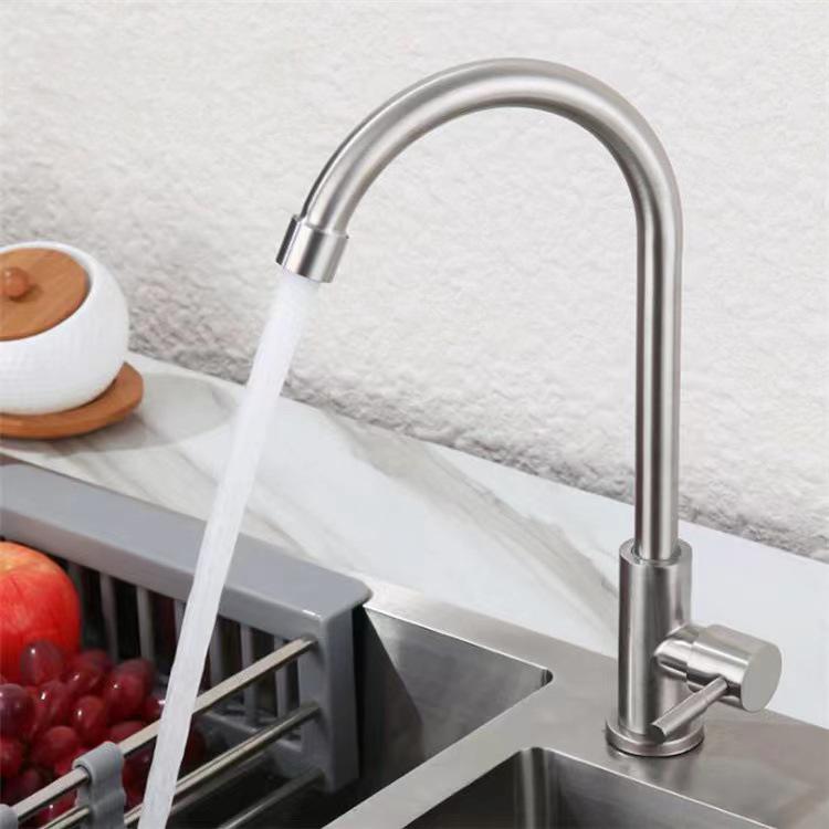 Stainless Steel Telescopic Rotatable Pull-Out Kitchen Faucet with Dual Water Outlets