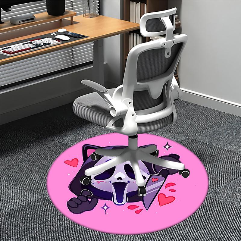 Gamer Skull Chair Mat Round Carpet for Office Home Decor, Cute Gift for Bedroom Living Room and Various Rooms0491b