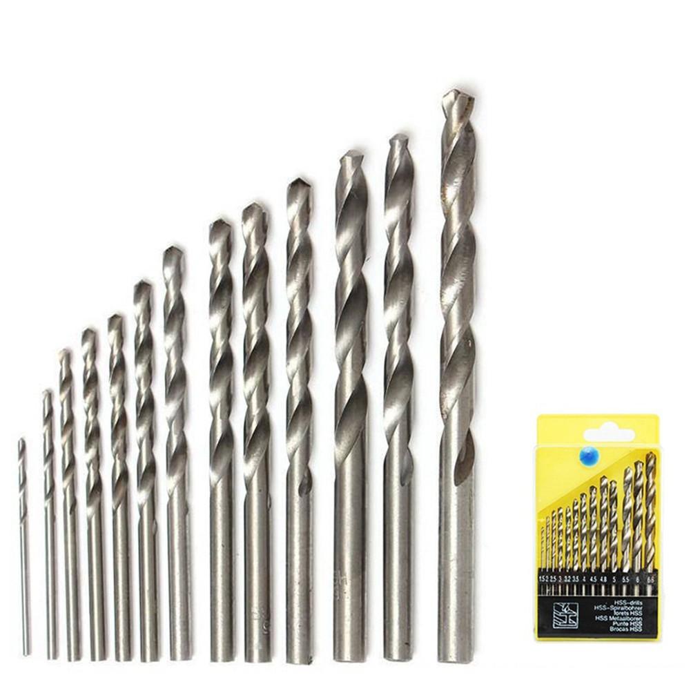 Drill Bit 1.5-6.5mm 13pcs Round Shank Drill Bits Silver