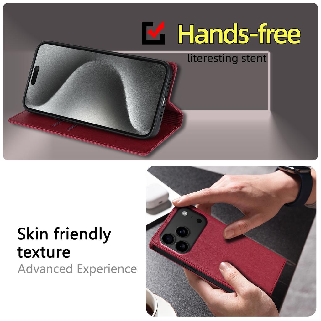 For iPhone 17 Pro Wallet Case Magnetic Closure PU Leather Phone Cover