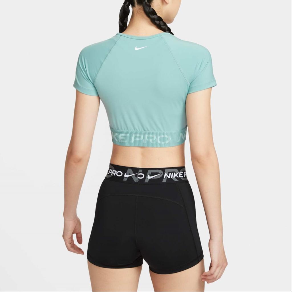 New Nike Pro Women's Dri FIT Short Sleeve Cropped Graphic Top HV3674-017