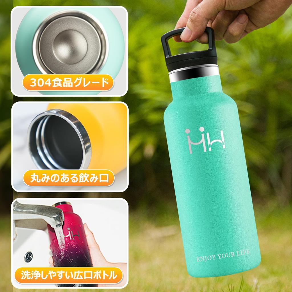 500ml Lightweight Vacuum Insulated Stainless Steel Water Bottle, Keeps Hot or Cold, Holds Carbonated Drinks, Leak-Proof, Easy to Clean, One-Handed