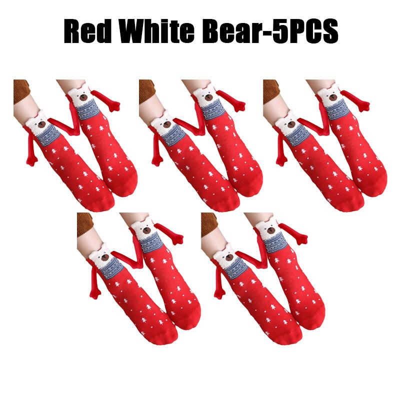 12PCS Christmas Socks Fall and Winter Cotton Magnet Hand-holding Socks Mid-calf Socks Cute Couple Socks Cartoon Christmas Socks