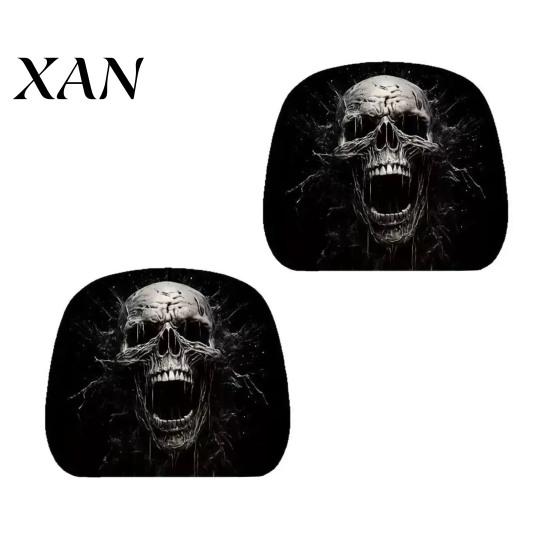 Vehicle Interior Comfort Accessories Halloween Car Headrest Cover, Scary Pattern Print Stretchable Soft Fabric Guard Protector, Breathable Polyester