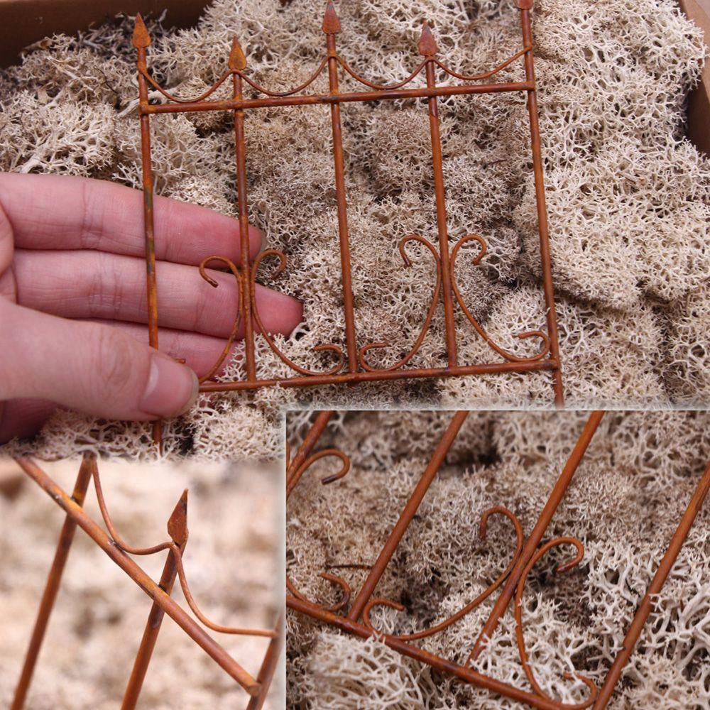 Layout Model Dollhouse Fence Rusty Red Dollhouse Hanging Birdcage Bonsai Ornament