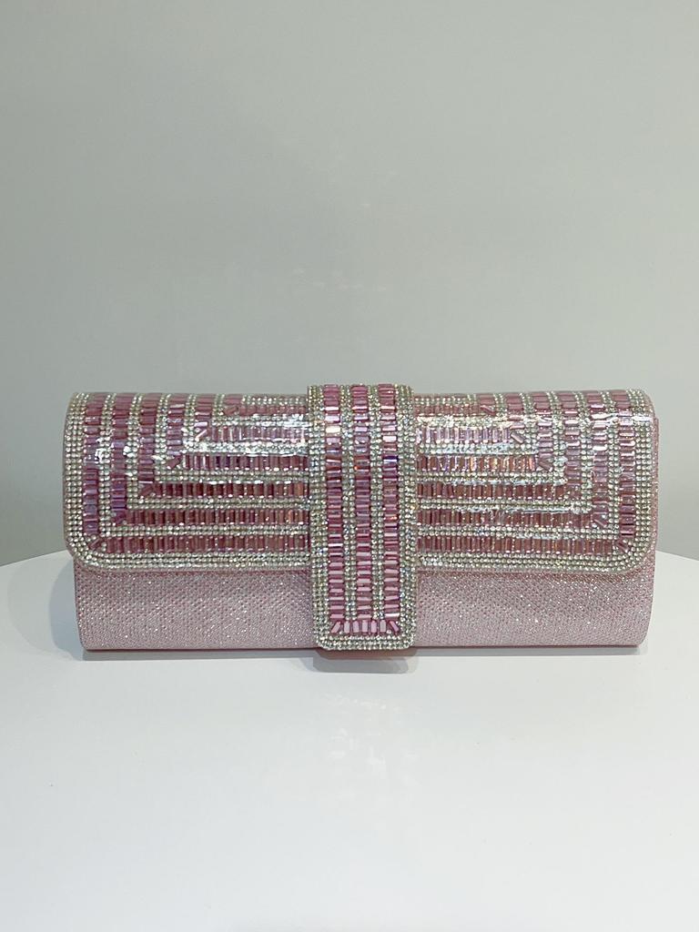 Women's Rhinestone Sparkle Chain Evening Clutch - Bridal, Banquet, Wedding, Socialite Handbag