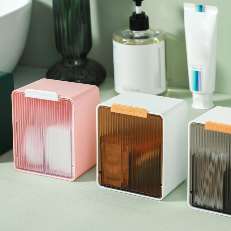 Small Jewelry Holder Box Plastic Material Wall Mounted Storage Box Dustproof Bathroom Organizer for Cotton Swabs Makeup