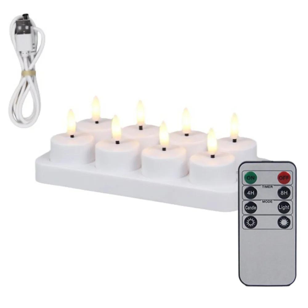4/6/8/12 PCS Remote Control Christmas LED Candle Light Rechargeable Warm Yellow Electronic Candle Flameless Tea Light Decoration