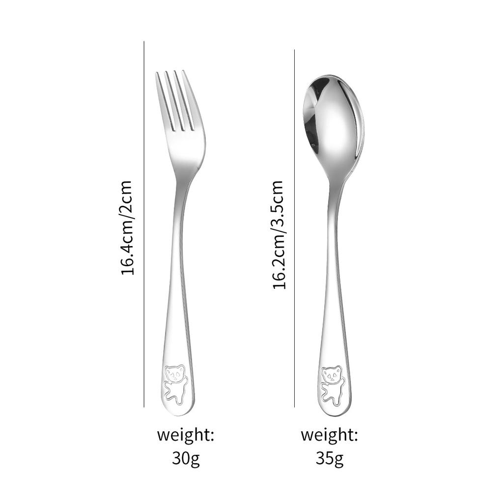 Hot-selling Stainless Steel Bear Tableware, Knives, Forks and Spoons Set, Love Baby Spoon and Fork, Children's Steak Knives and Forks 4pcs