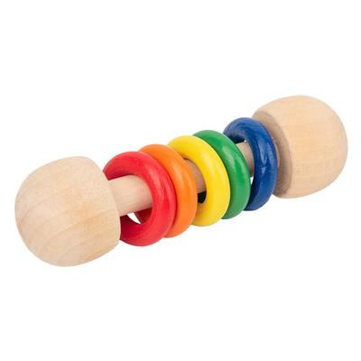 Baby Rattle Shake Toy Wooden Ring Design Grasping Toddler Toy for Boys Girls Gifts 5 Ring