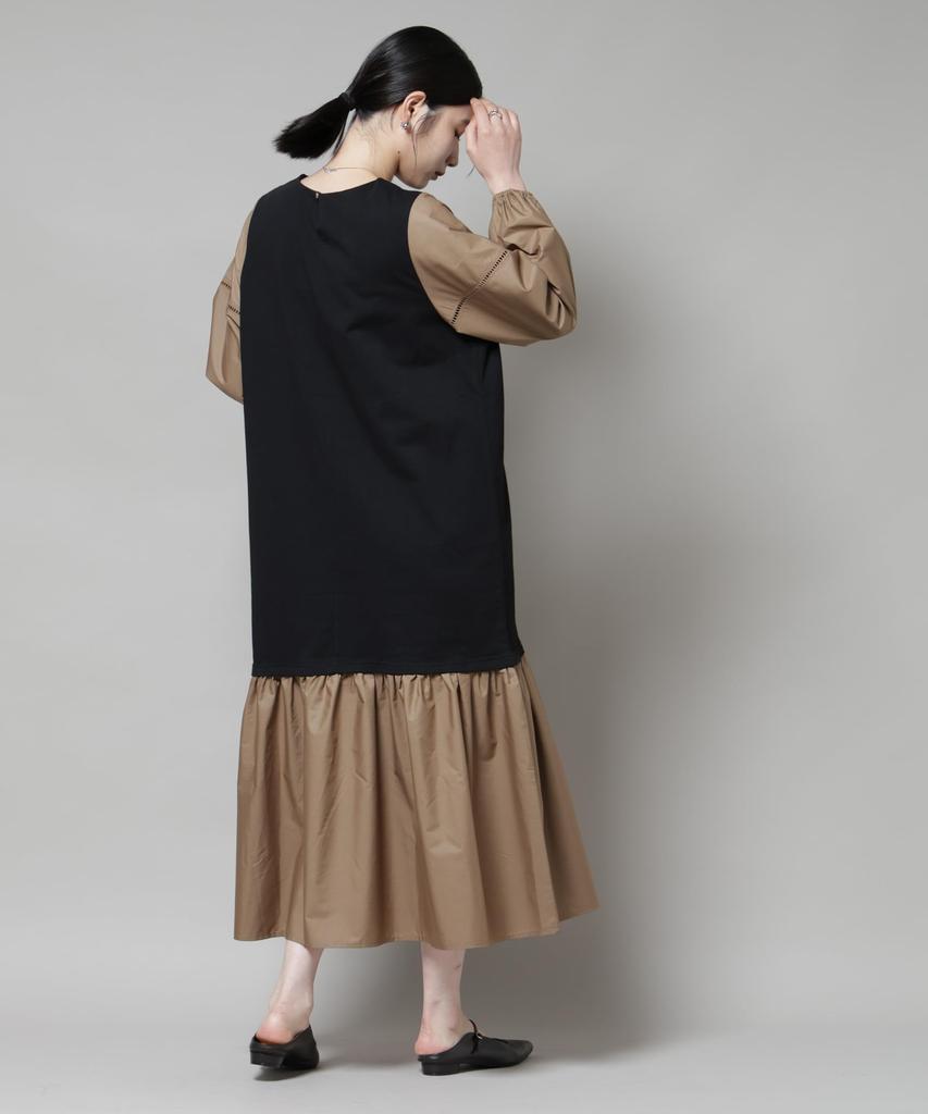 Nano Universe Kleid mit Ärmeln aus Leiter-Spitze mit gemischter Größe F Damenmaterial, Schwarz, 010, 673-5219315