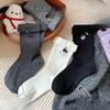 Niedliche Katze Grau Socken für Damen Herbst und Winter, Trendige Baumwollsocken, Wadenlange Socken, Lange Socken, Schulstil Frotteesocken