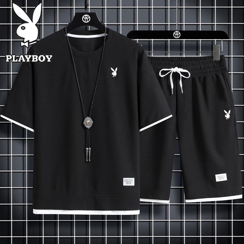 Playboy Men s Summer Casual Short Sleeve Set with Shorts 3XL