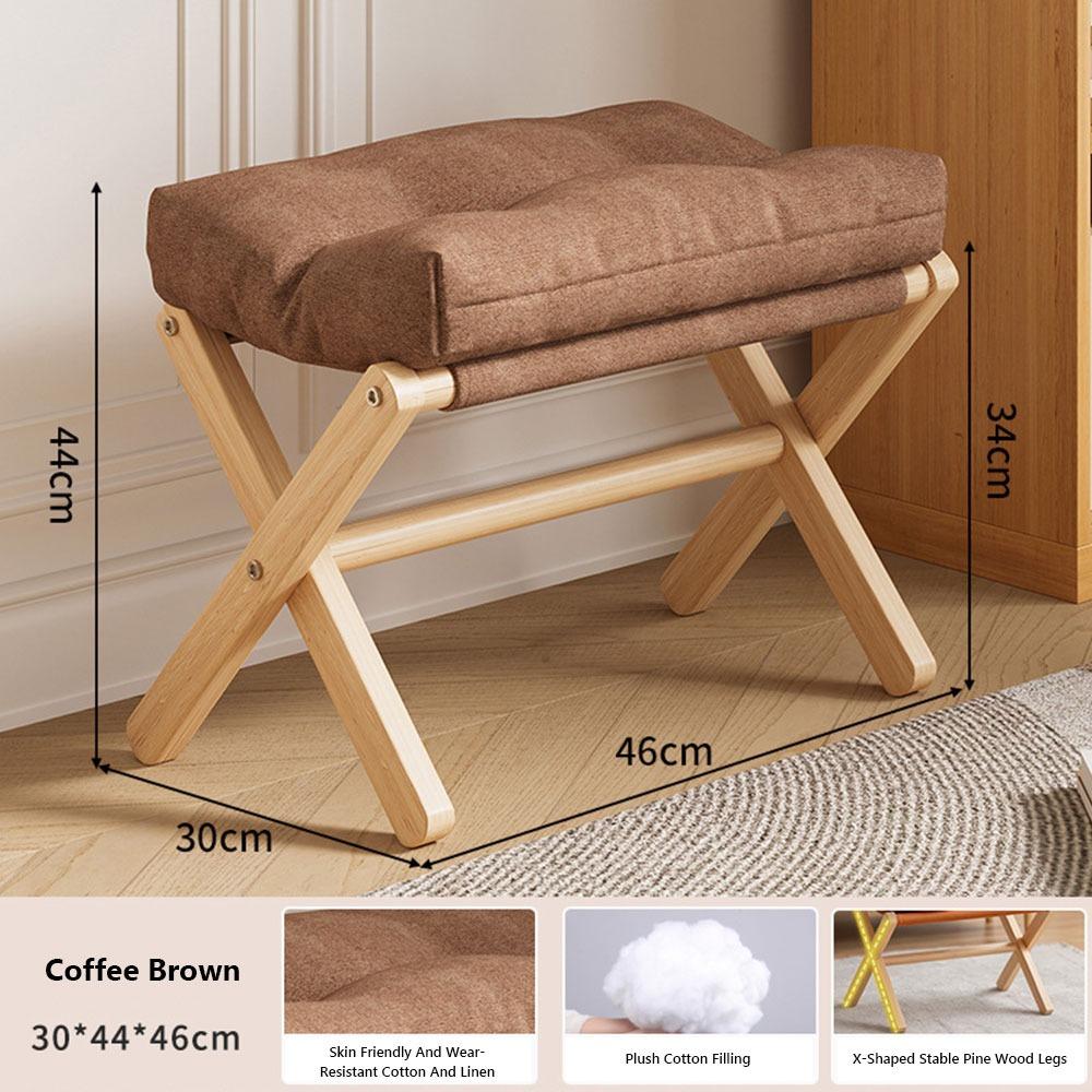 

Пуф из массива дерева с бархатной обивкой, съемный чехол, диванный пуфик, современная мягкая подставка для ног, офисный перерыв на обед коричневый