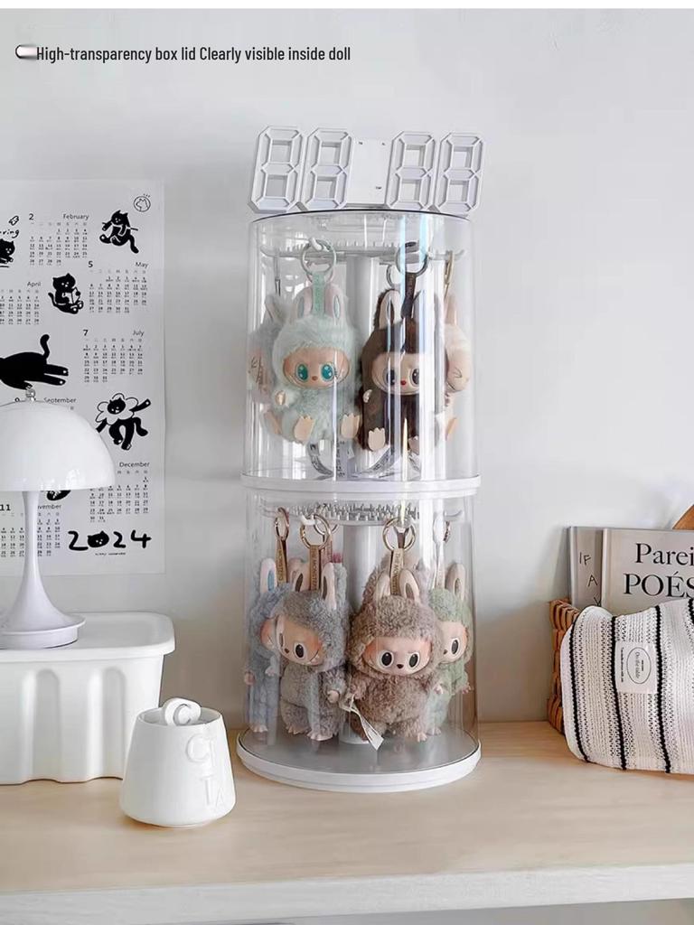Rotating Labubu Plush Doll Display and Storage Box
