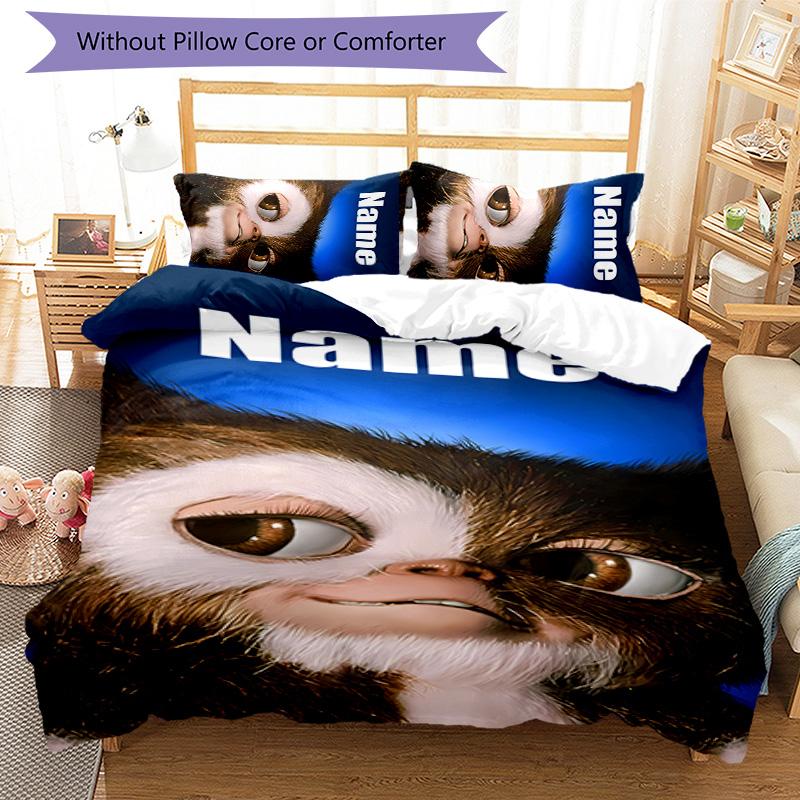 3pcs Gremlin1 Cover Set - Personalized Name, HD Printed Bedding with 1 Cover and 2 Pillowcases - Perfect for Home Decor, Easy Care
