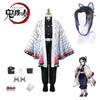 Anime Demon Slayer Kimetsu No Yaiba Kochou Shinobu Cosplay Kostýmní sada paruk Kimono Jednotné halloweenské anime kostýmy pro dospělé děti
