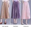 Solid Color High-Waisted Pleated Lurex Mesh Midi Skirt