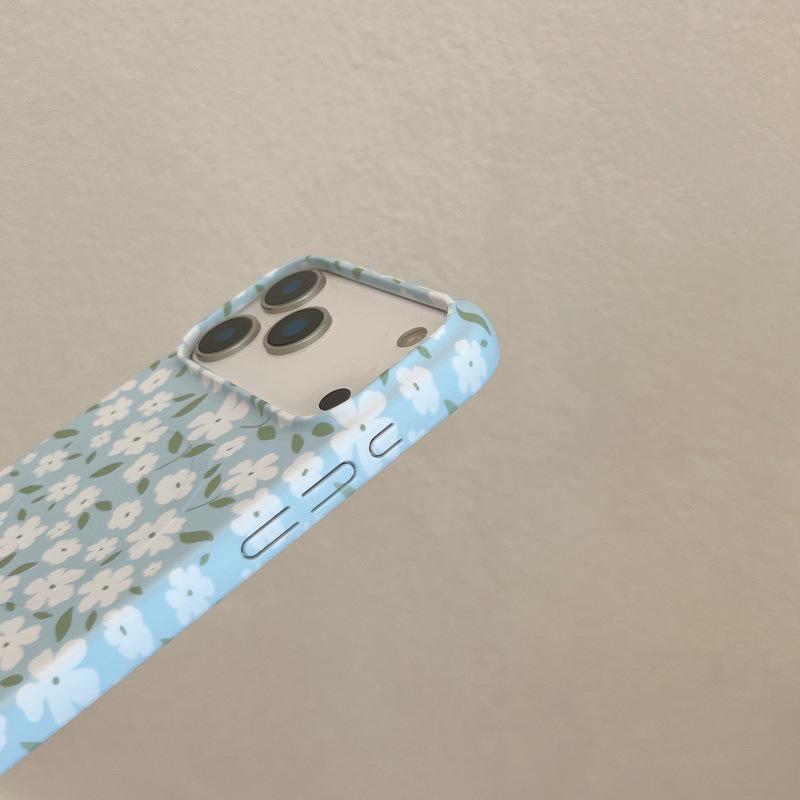 Apple iPhone 17 Pro Max/16 Pro Blue Magnetic Film Case White Floral Design Hearts Girl