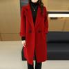 Women's Petite Mid-Length Double-Sided Wool Coat - Solid Color with Loose Seven-Sleeve Design