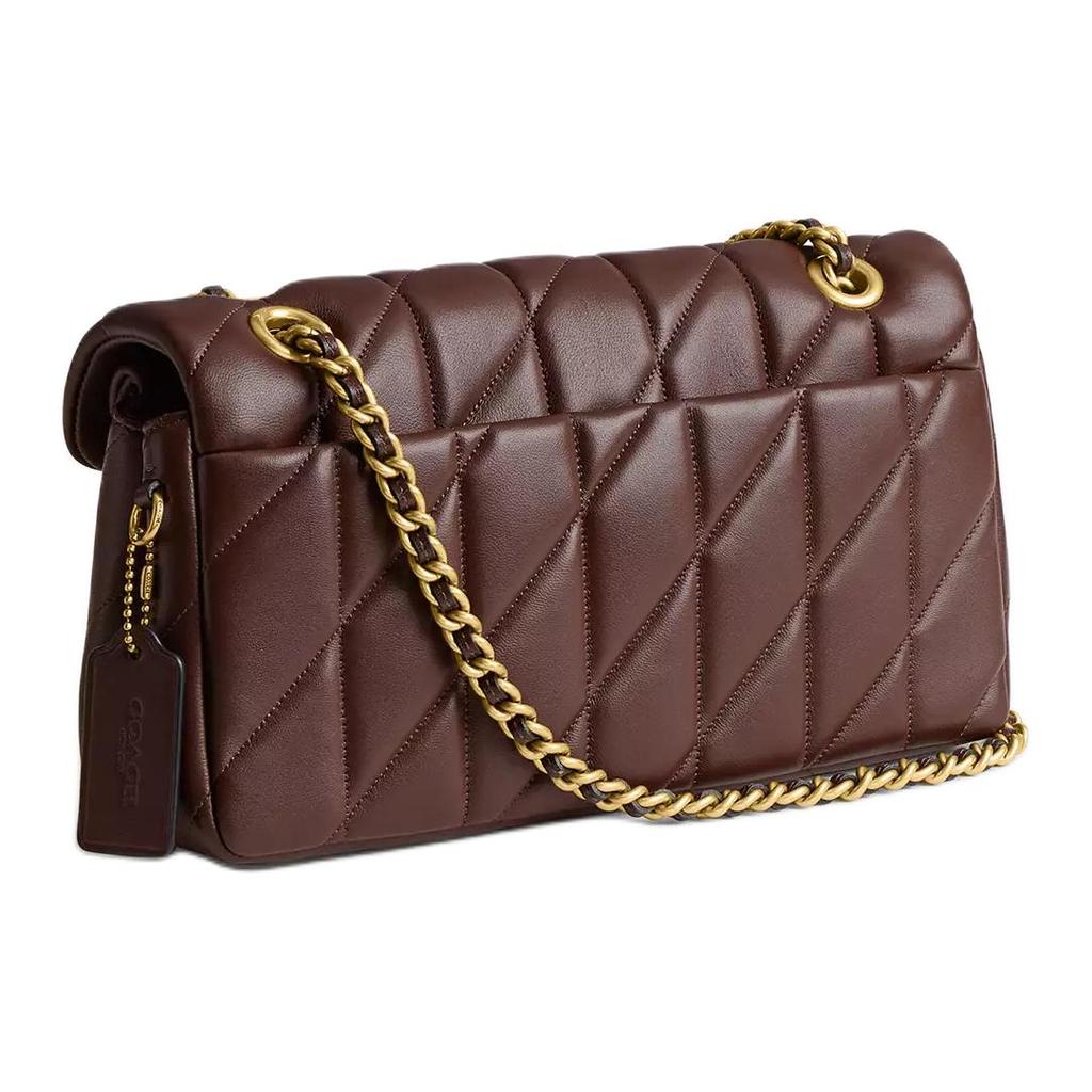 Coach Women's Quilted Leather Shoulder Bag, Large Capacity C Logo Flap Chain Crossbody Bag, Fashionable for Daily Commute & Shopping CP150-B4MPL