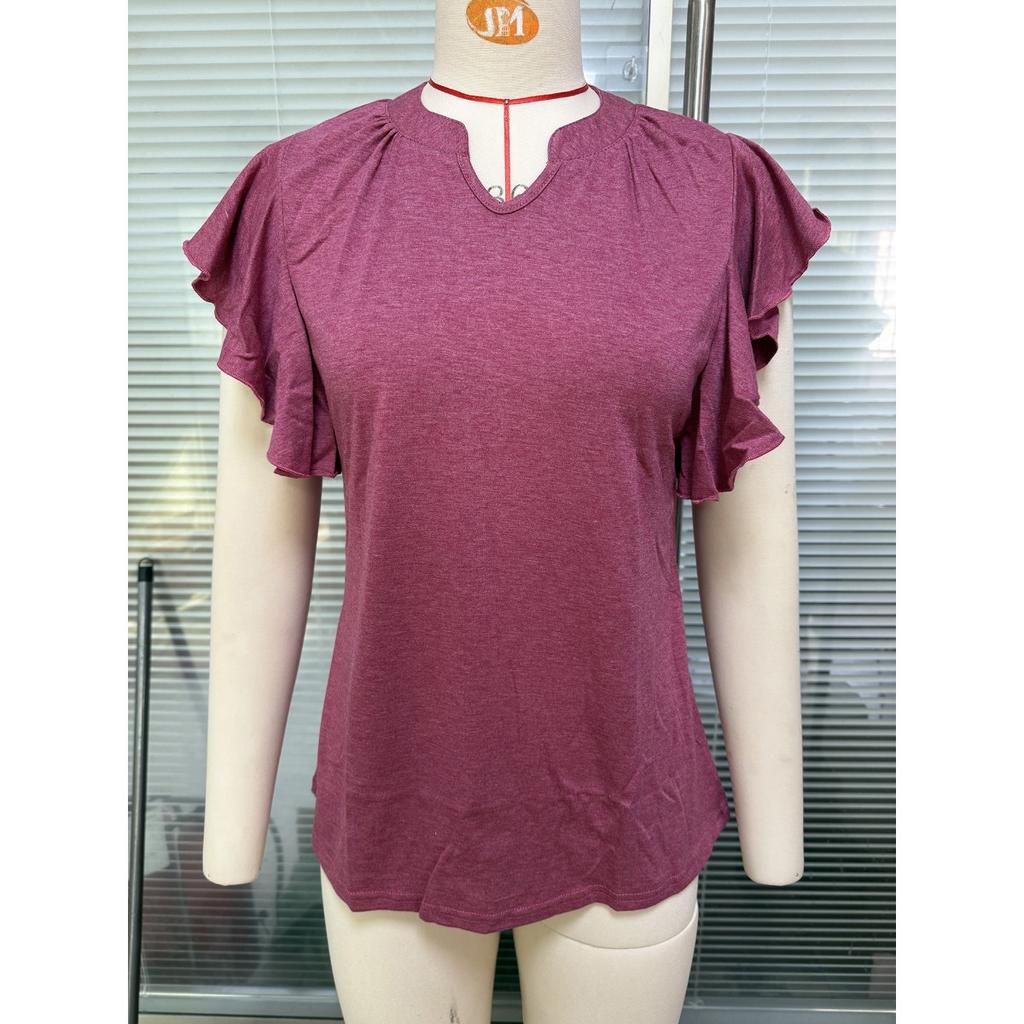 Summer Women V-neck Batwing Short Sleeve Loose T-shirt Casual Basic Tops For Women