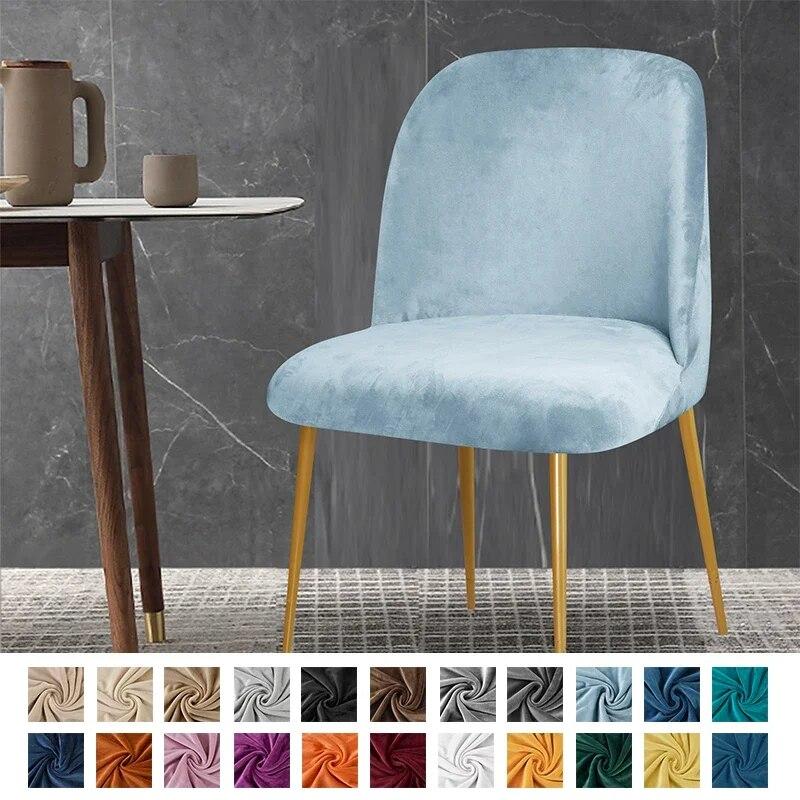 1/2/4/6 Pc Velvet Duckbill Makeup Chair Covers Round Bottom Stool Accent Low Back Dinning Office Chair Slipcover  Seat Cover