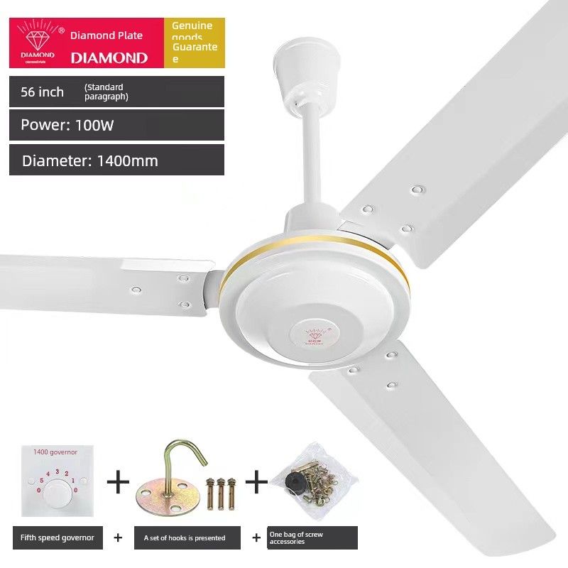 Diamond Brand Ceiling Fan For Home Living Room Iron Leaf Dormitory Industrial Hanging Electric Fan Dining Room Sound Light Strong Wind 4856-Inch