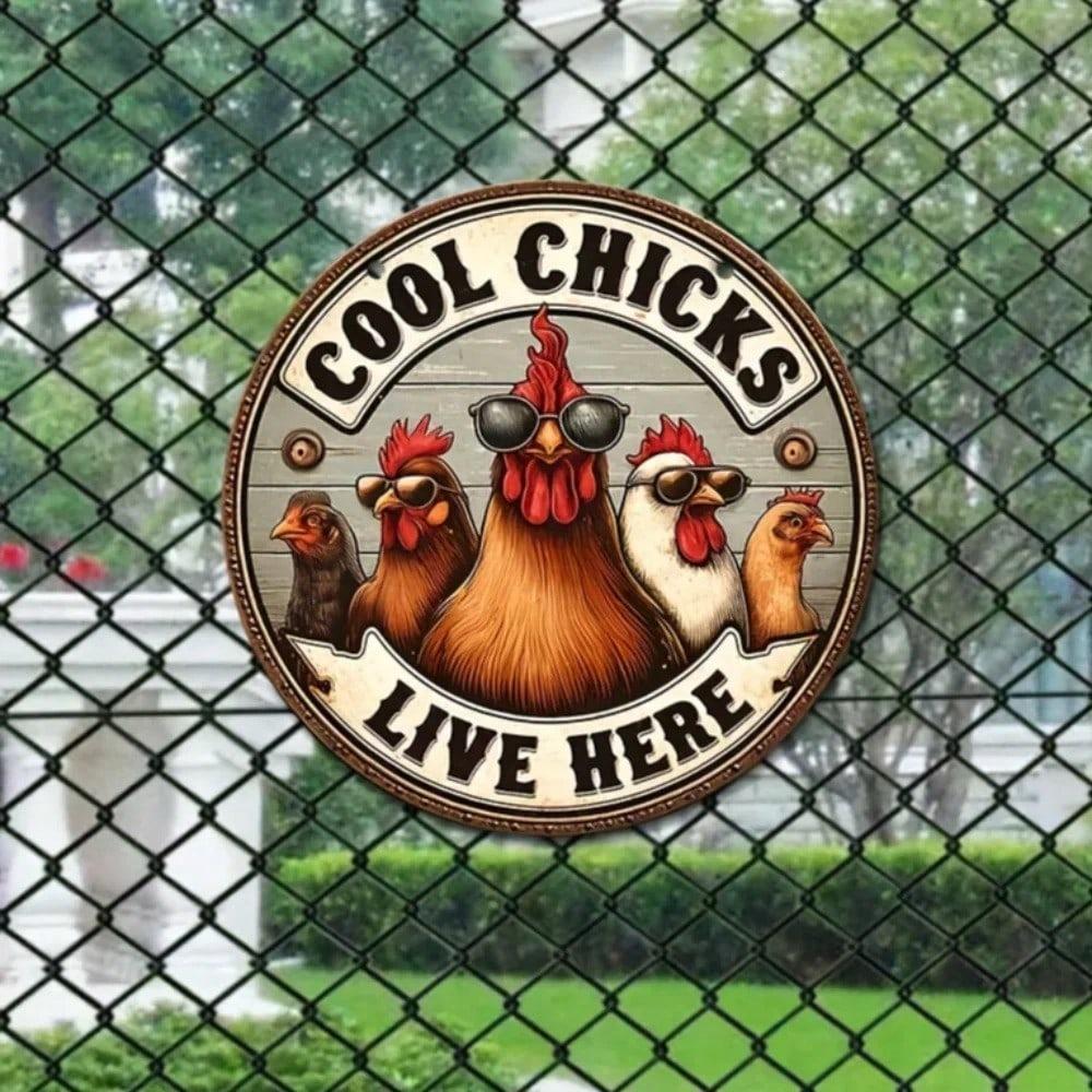 Vintage Metal Chicken Wall Sign Cool Chicks Here Farmhouse Decor Plaque
