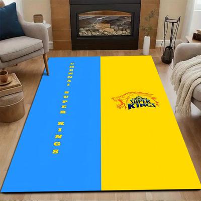 Chennai Super Kings Lion Design Carpet Patterned Carpet, Non Slip Mat Suitable for Living Room and Bedroom Sofas