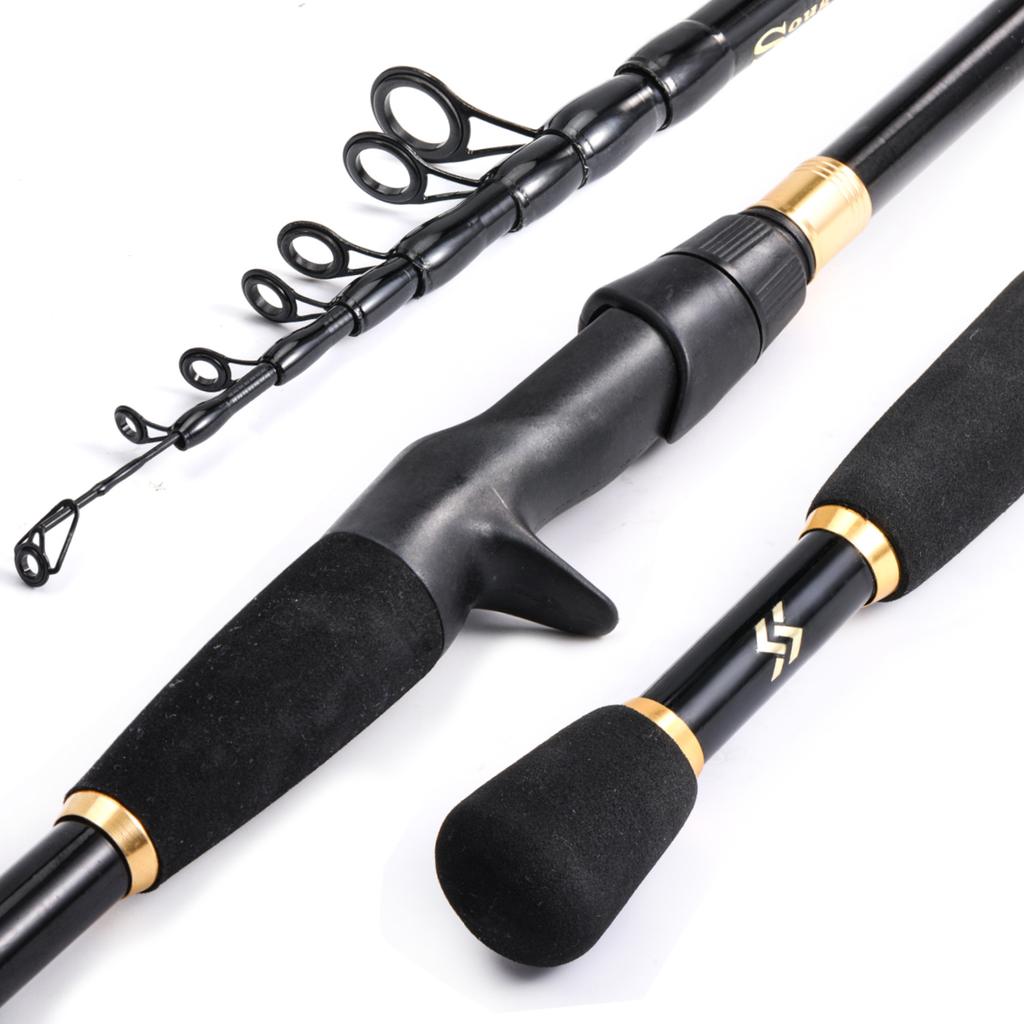 Sougayilang 1.8-2.4m Cannes à pêche télescopiques Ultra légères Spinning Casting Canne en carbone Accessoires de pêche Poids du leurre 10-30g