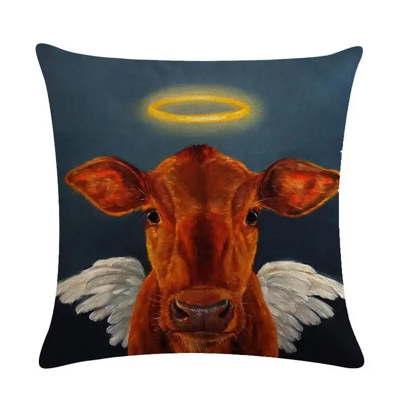 Lovely Animal Oil Painting Pillowcase Flax Cushion Leaning On Household Sofa Adornment Cushion Leaning On Covers