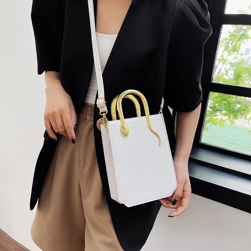 Internet Celebrity Bag New 2025 Korean Version Stone Pattern Personalized Handbag Ins Women Glossy Messenger Tote Bag Pu