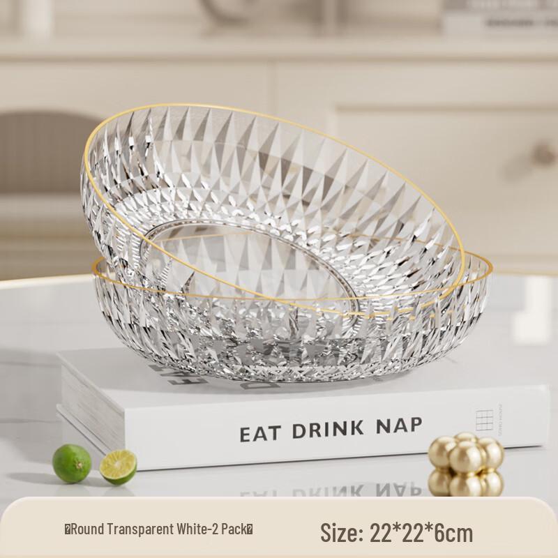 Zhaoran Round Gold-Rimmed Plastic Fruit & Snack Plates