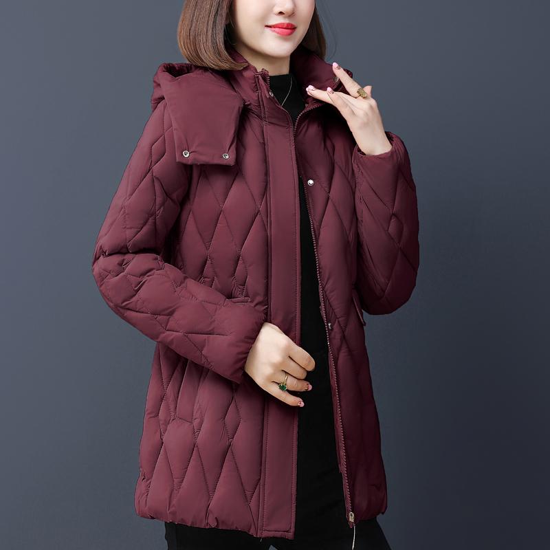 Elegant Winter Coat Women Parkas Plus Size Middle Age Women's Jacket Hooded Casual Thick Warm Outerwears