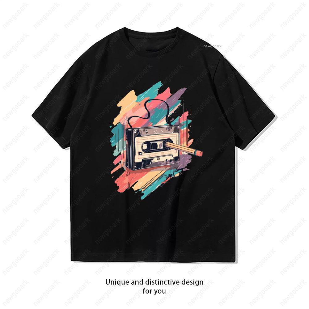 

Funny T Shirt Cassette Music Pencil Women Unisex Casual Cotton Graphic T Shirts Creative Streetwear Boyfriend Girlfriend S