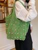 Baumwoll-Handstricktasche mit großer Kapazität und Schultergurt für Freizeit, Reisen und den täglichen Gebrauch