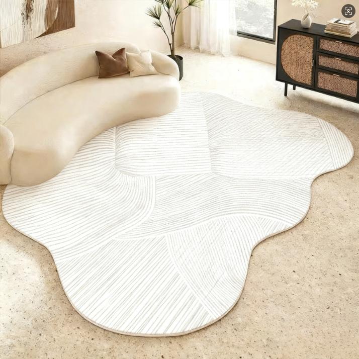 Irregular Shape Bedroom Decor Line Carpet Home Thick Plush Rug Cream Style Carpets for Living Room Fluffy Soft Lounge Floor Mat