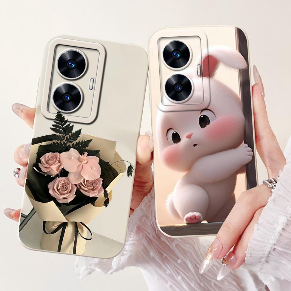 For Realme C55 Case RMX3710 Silicone Cute Cat Fashion Butterfly Flowers Love Painted Cover For Realme Narzo N55 Phone Case Funda