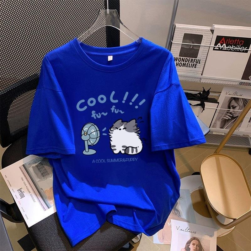 Tricou cu mânecă scurtă din bumbac pur, alb, pentru femei, de vară, nou, de dimensiuni mari, design lejer, imprimat, subțire, cu mânecă jumătate