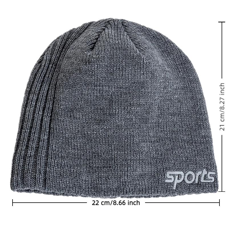 Unisex Sport Jacquard Wintermützen Mode Strickmützen für Männer und Frauen Beanie Mütze Outdoor Plüschfell gefüttert Warme Sportmützen