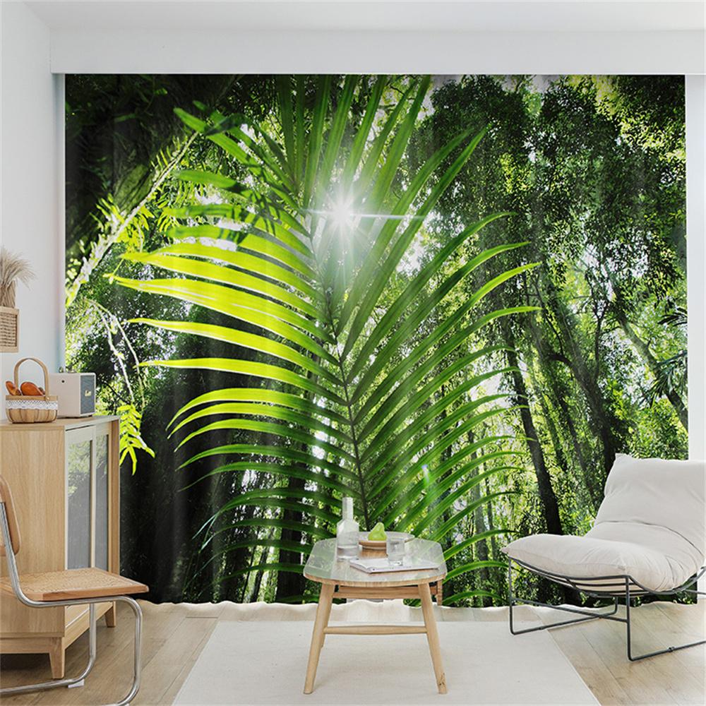 Tropical Rainforest Tree Leaf Plant Nature Kids Window Curtains Blinds for Living Room Bedroom Kitchen Door Home Decor 2Pieces