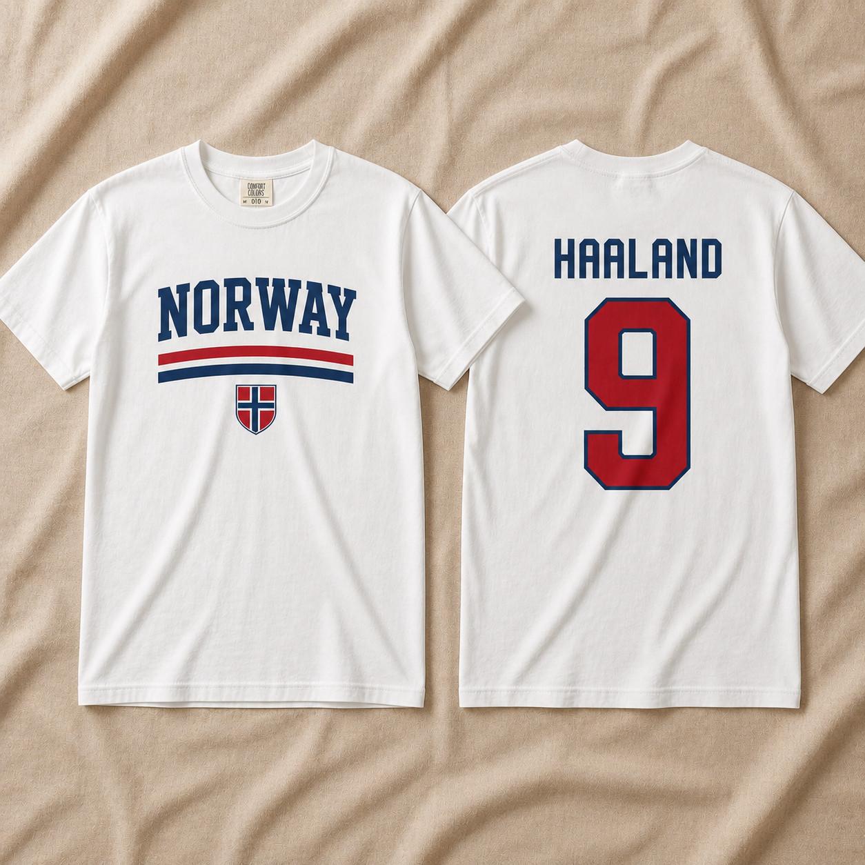 Comfort Colors Erling Haaland Norway Football Shirt Norway Soccer Jersey Norway Unisex T-Shirt M