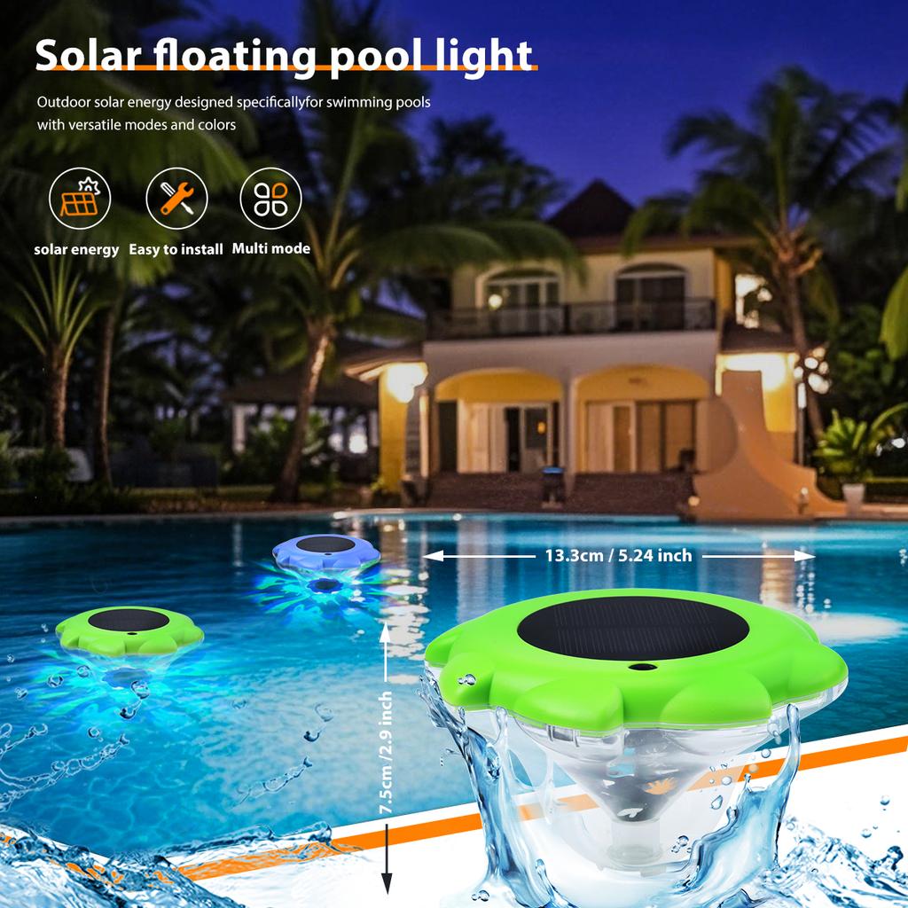 LED Solar Floating Pool Light RGB Waterproof Outdoor Above Ground Pool Lamp For Swimming Pools Party Hot Tub Decor Accessory